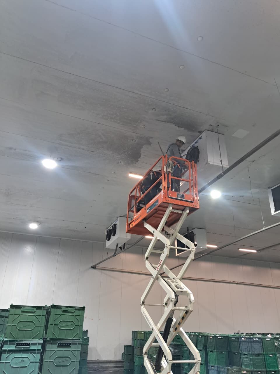 Mantenimiento en altura en cámara frigorífica de gran volumen